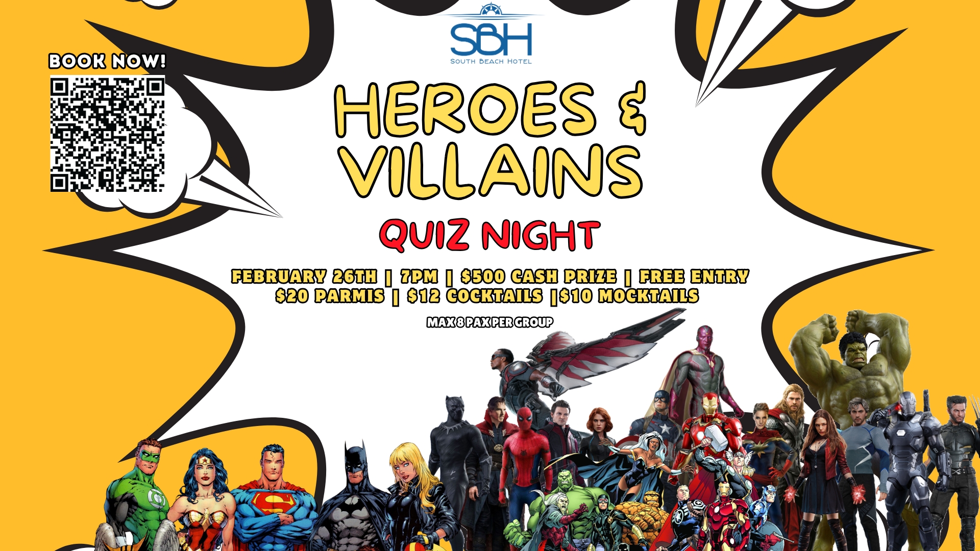 Heroes & Villains Quiz Night at SBH 🦸‍♀️🦹‍♂️